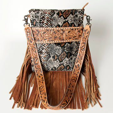 American Darling ADBGS192X Messenger Hand Tooled Hair On Genuine Leather women bag western handbag purse